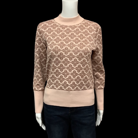 Kate Spade Women's Spade Flower Sweater Turtle Neck Beige Metalic Size: S - Picture 1 of 4